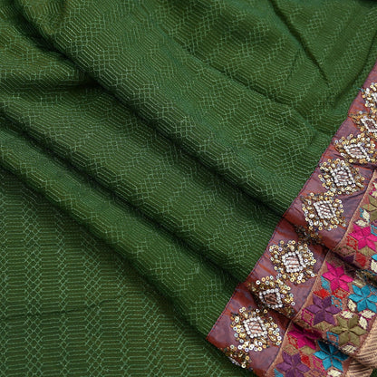 Indian Vintage Heavy Sari Green Pure Georgette Silk Hand Embroidered Sarees Craft Fabric 5Yd Sewing Ethnic Bollywood saree Dress making