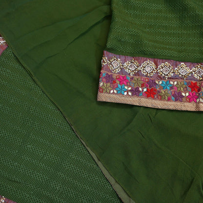 Indian Vintage Heavy Sari Green Pure Georgette Silk Hand Embroidered Sarees Craft Fabric 5Yd Sewing Ethnic Bollywood saree Dress making