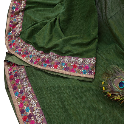 Indian Vintage Heavy Sari Green Pure Georgette Silk Hand Embroidered Sarees Craft Fabric 5Yd Sewing Ethnic Bollywood saree Dress making