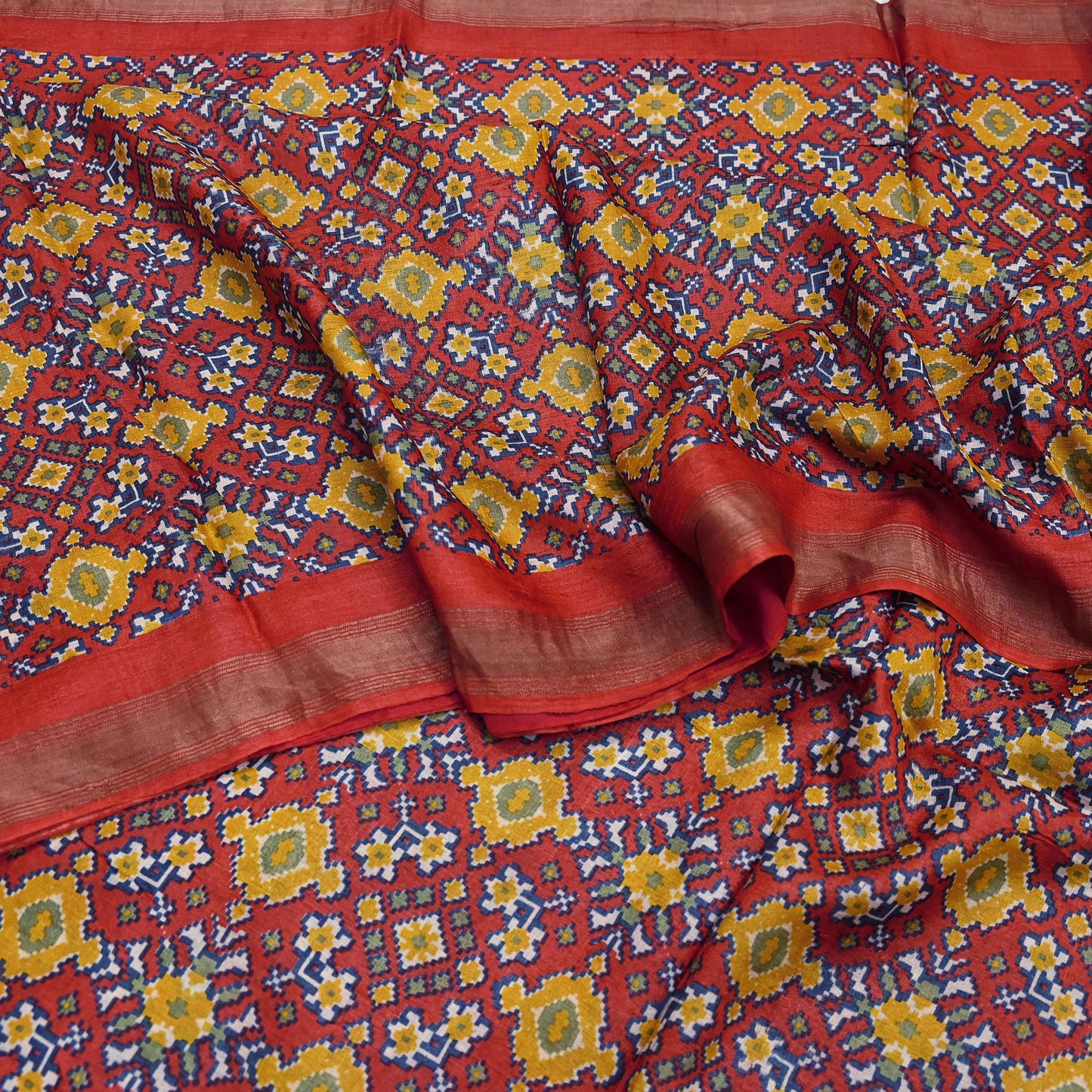 Indian Vintage Heavy Sari Red Pure Khadi Silk Handloom Saree Craft Fabric 5yd Ethnic Wear Dress making For Crafting Quilting Sewing