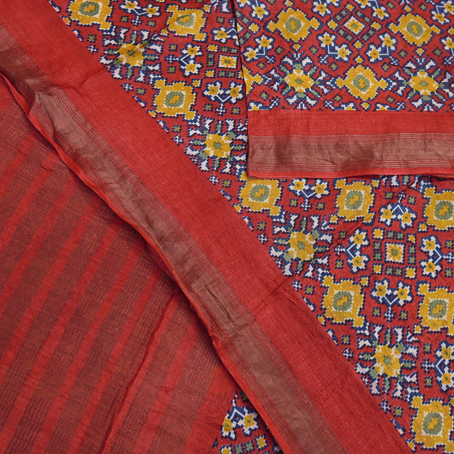 Indian Vintage Heavy Sari Red Pure Khadi Silk Handloom Saree Craft Fabric 5yd Ethnic Wear Dress making For Crafting Quilting Sewing