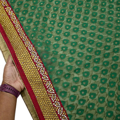 Indian Vintage Heavy Sarees Beige & Green Pure Cotton Hand Embrooidered Jamdani Sari 6yd Ethnic Floral Craft Fabric Dress making Upcycle