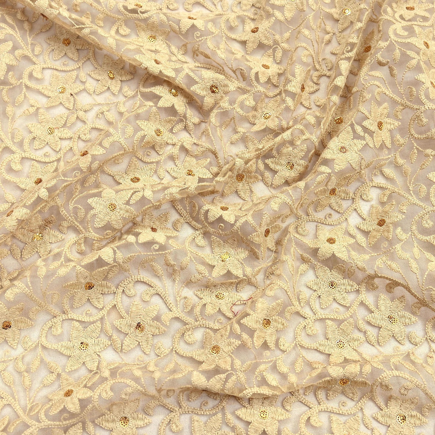 Indian Vintage Beige Dupatta Long Stole Net Mess Hand Embroidered Kantha Scarves Veil Hijab Sequins stole veil hijab