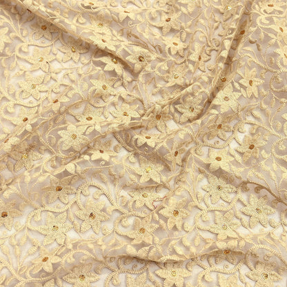 Indian Vintage Beige Dupatta Long Stole Net Mess Hand Embroidered Kantha Scarves Veil Hijab Sequins stole veil hijab