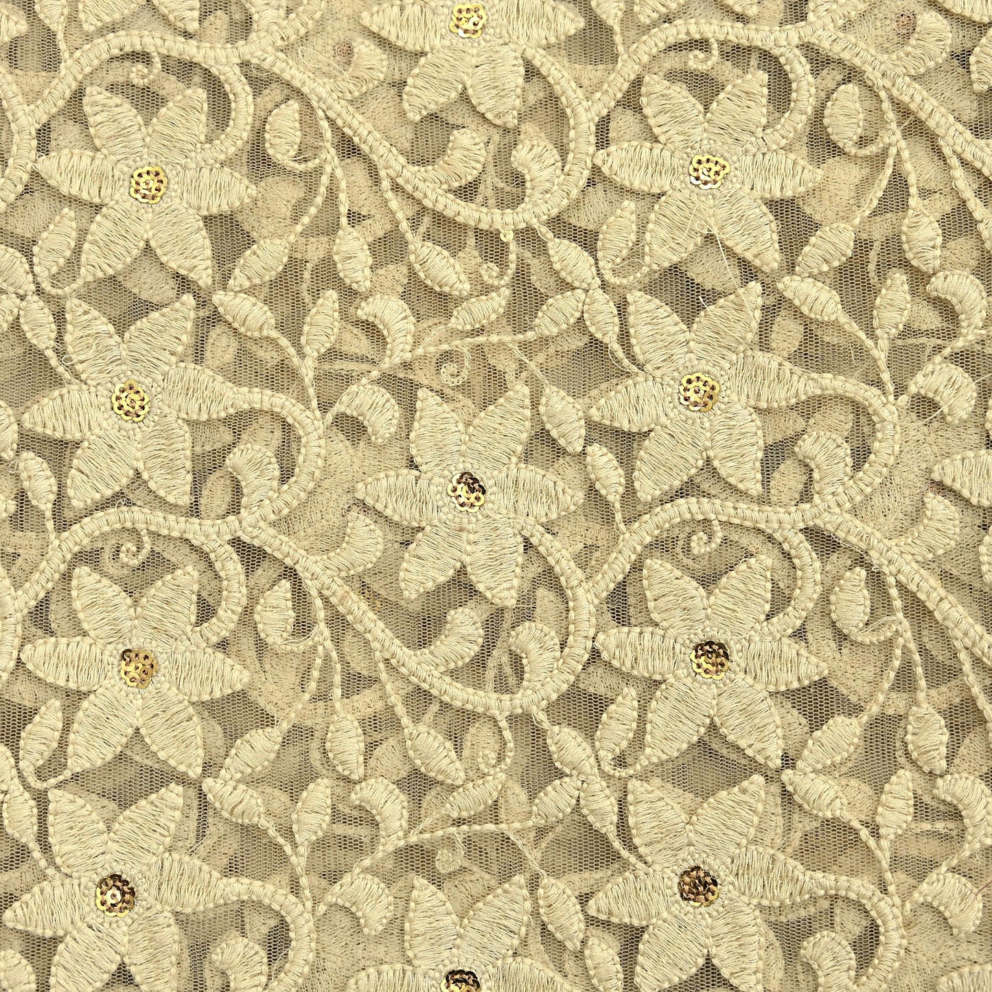 Indian Vintage Beige Dupatta Long Stole Net Mess Hand Embroidered Kantha Scarves Veil Hijab Sequins stole veil hijab