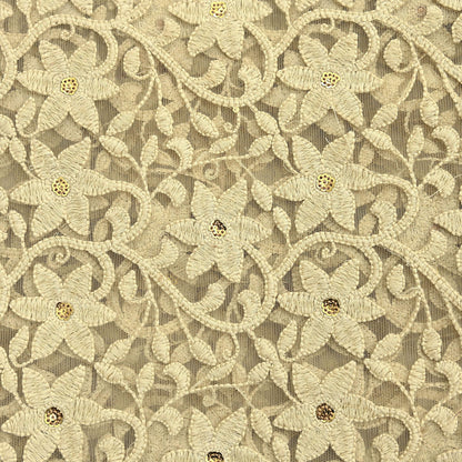 Indian Vintage Beige Dupatta Long Stole Net Mess Hand Embroidered Kantha Scarves Veil Hijab Sequins stole veil hijab