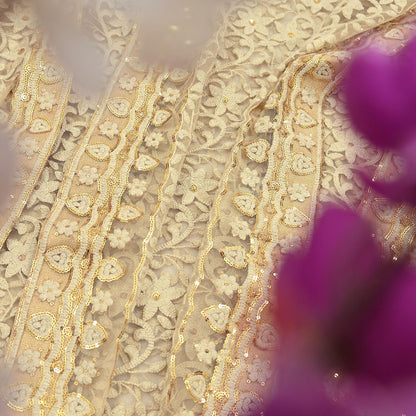 Indian Vintage Beige Dupatta Long Stole Net Mess Hand Embroidered Kantha Scarves Veil Hijab Sequins stole veil hijab