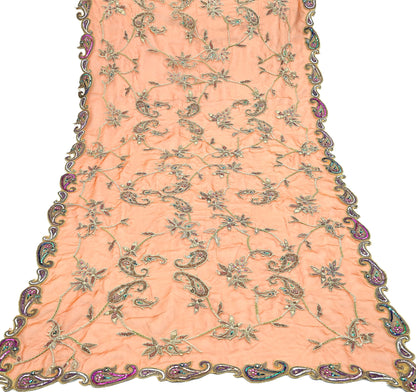 Indian Vintage wedding Heavy Orange Dupatta Tissue Silk Long Stole Hand Embroidered Scarf Zari Zardozi/Dabka