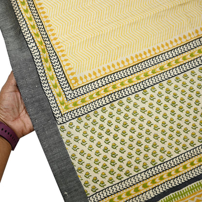 Vintage Yellow & Beige Long Stole Pure Woolen Scarf Printed Dupatta Infinity Scarves Sarong Wrap Veil Woman Hijab Shawl Craft Fabric Fringes