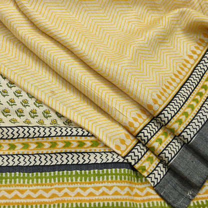 Vintage Yellow & Beige Long Stole Pure Woolen Scarf Printed Dupatta Infinity Scarves Sarong Wrap Veil Woman Hijab Shawl Craft Fabric Fringes