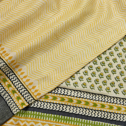 Vintage Yellow & Beige Long Stole Pure Woolen Scarf Printed Dupatta Infinity Scarves Sarong Wrap Veil Woman Hijab Shawl Craft Fabric Fringes