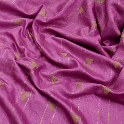 Indian Vintage Saree Pink Pure Woolen Woven Printed Sari Soft Warm Fabric 5Yard Floral Woven Zari Border Fringes
