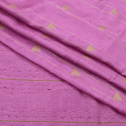 Indian Vintage Saree Pink Pure Woolen Woven Printed Sari Soft Warm Fabric 5Yard Floral Woven Zari Border Fringes