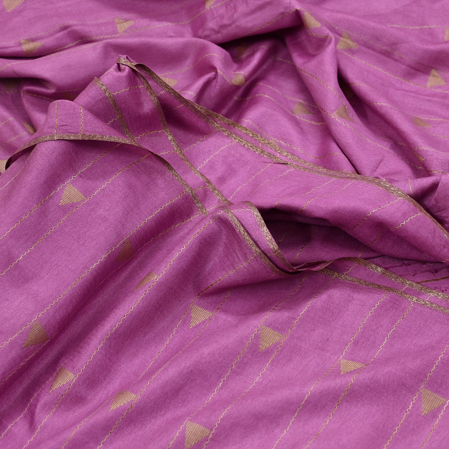 Indian Vintage Saree Pink Pure Woolen Woven Printed Sari Soft Warm Fabric 5Yard Floral Woven Zari Border Fringes