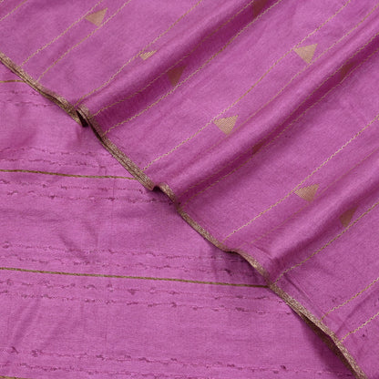 Indian Vintage Saree Pink Pure Woolen Woven Printed Sari Soft Warm Fabric 5Yard Floral Woven Zari Border Fringes