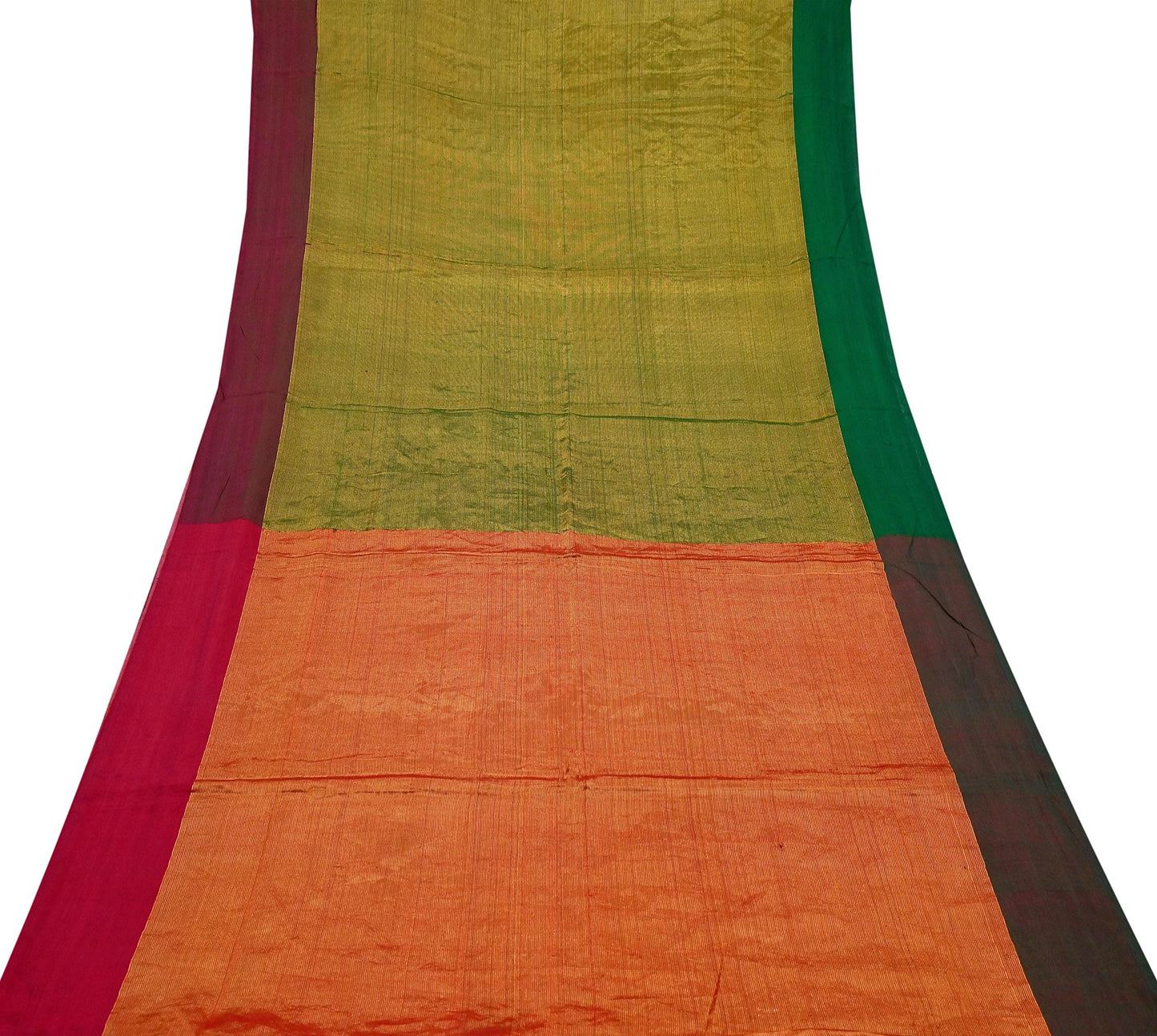 Indian Vintage Heavy Green & Maoon Woven Kanjivaram Saree 100% Pure Silk Sari Zari 5Yard Paisley Dress making Crafting Quilting Upcycle