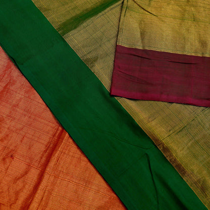 Indian Vintage Heavy Green & Maoon Woven Kanjivaram Saree 100% Pure Silk Sari Zari 5Yard Paisley Dress making Crafting Quilting Upcycle