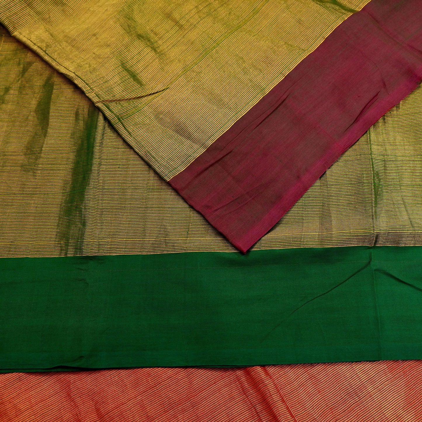 Indian Vintage Heavy Green & Maoon Woven Kanjivaram Saree 100% Pure Silk Sari Zari 5Yard Paisley Dress making Crafting Quilting Upcycle