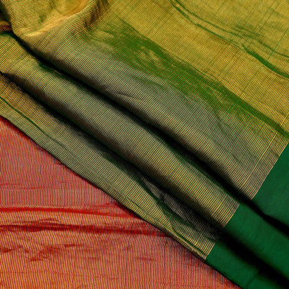 Indian Vintage Heavy Green & Maoon Woven Kanjivaram Saree 100% Pure Silk Sari Zari 5Yard Paisley Dress making Crafting Quilting Upcycle