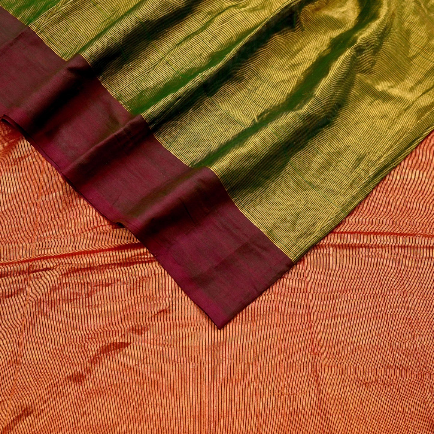 Indian Vintage Heavy Green & Maoon Woven Kanjivaram Saree 100% Pure Silk Sari Zari 5Yard Paisley Dress making Crafting Quilting Upcycle