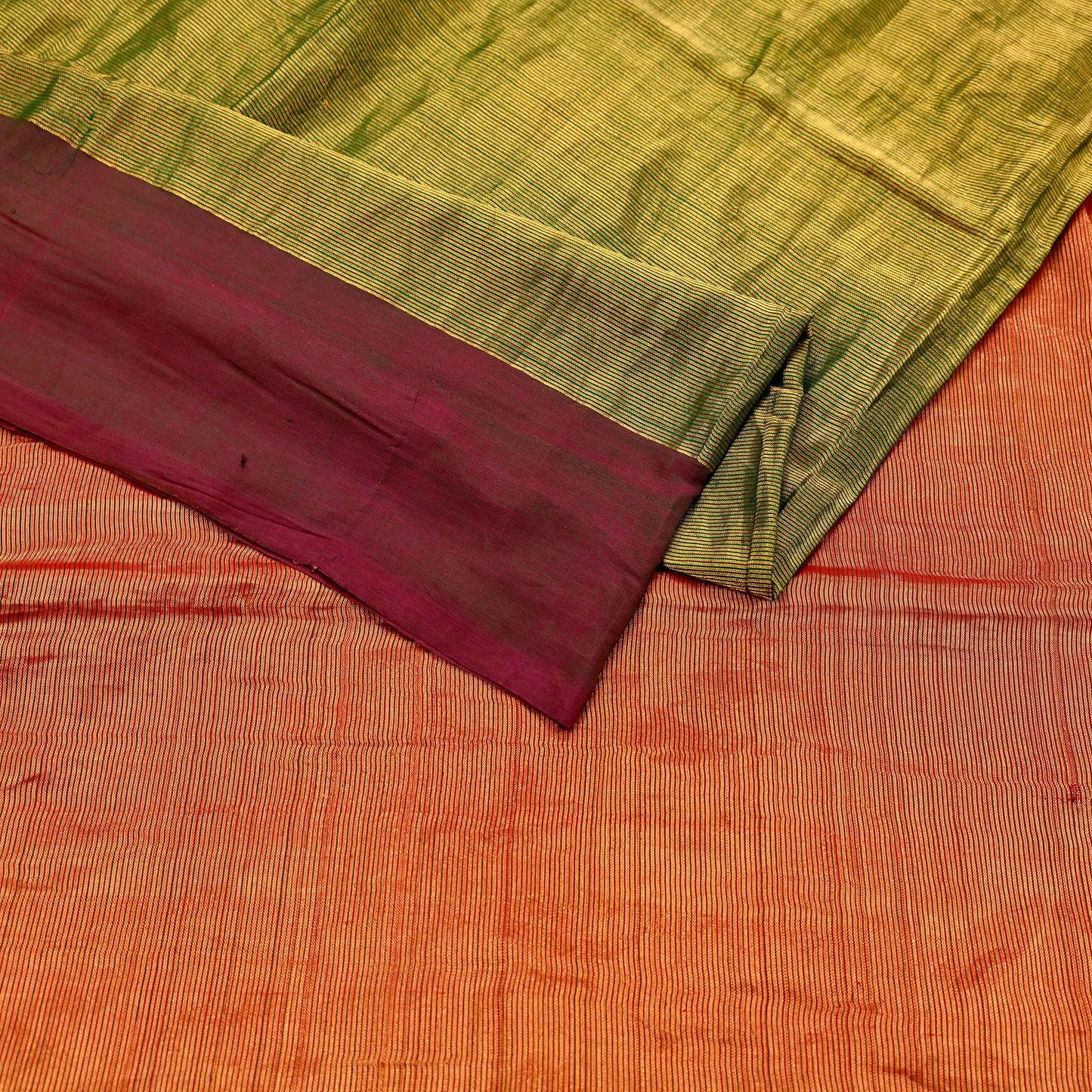 Indian Vintage Heavy Green & Maoon Woven Kanjivaram Saree 100% Pure Silk Sari Zari 5Yard Paisley Dress making Crafting Quilting Upcycle