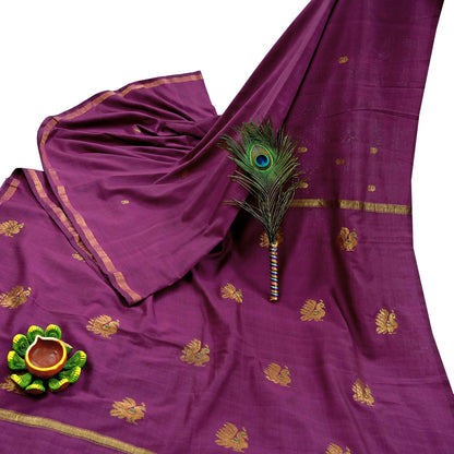 Indian Vintage Purple Sarees Hand Embroidered Sari 100% Pure Silk Craft Fabric 5yd Soft Zari Dress making wedding sarees