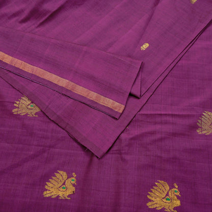 Indian Vintage Purple Sarees Hand Embroidered Sari 100% Pure Silk Craft Fabric 5yd Soft Zari Dress making wedding sarees