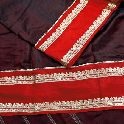 Indian Vintage Sari  Red & Maroon Mysore Silk Woven Saree with Zari Border 5 Yards Soft Craft Fabric Upcycle, Quilting, Dressmaking