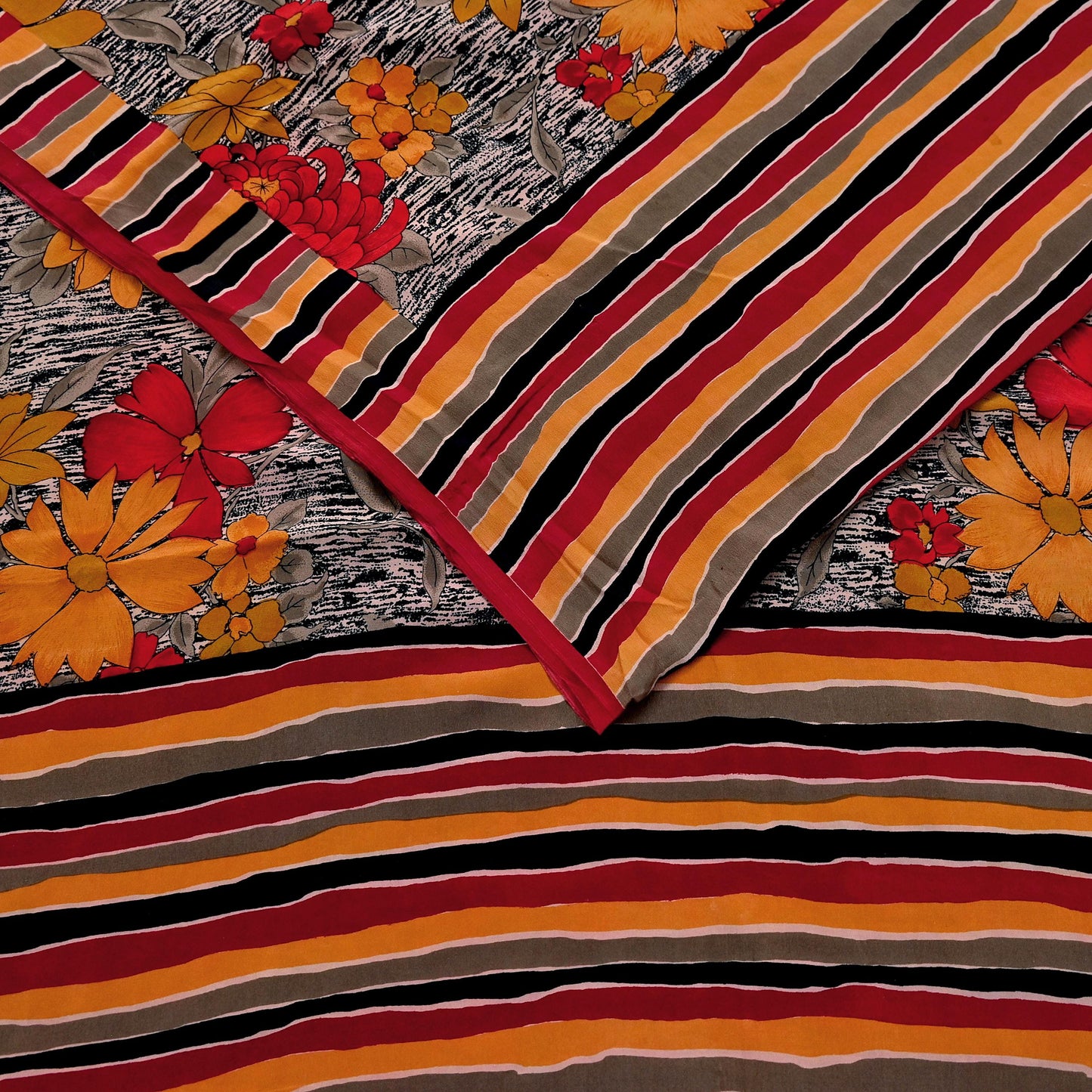 Indian Vintage Sari Multi Pure Crepe Silk Printed Saree 5yard Sewing Ethnic Wrap Craft Fabric Dressmaking Crafting Upcycle Quilting