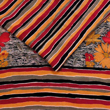 Indian Vintage Sari Multi Pure Crepe Silk Printed Saree 5yard Sewing Ethnic Wrap Craft Fabric Dressmaking Crafting Upcycle Quilting