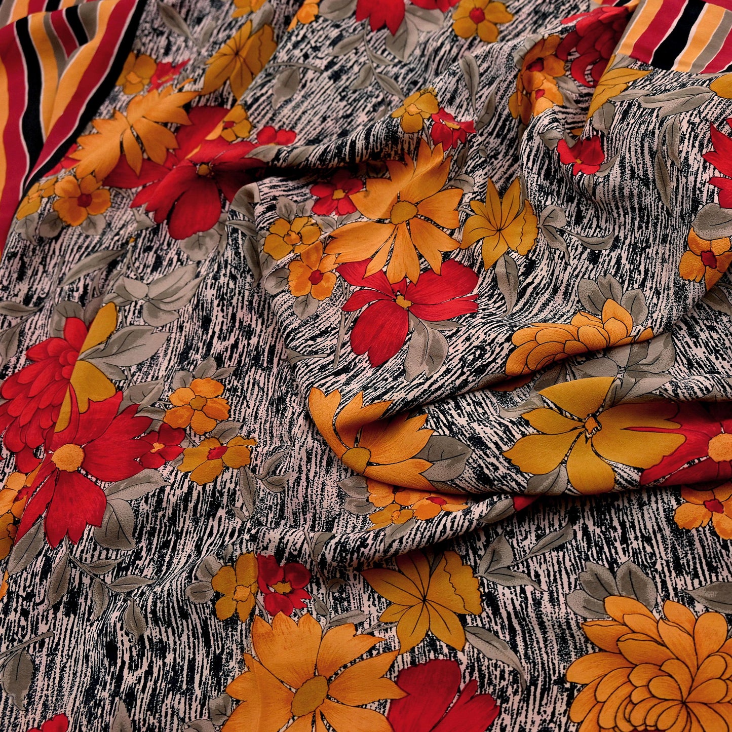 Indian Vintage Sari Multi Pure Crepe Silk Printed Saree 5yard Sewing Ethnic Wrap Craft Fabric Dressmaking Crafting Upcycle Quilting