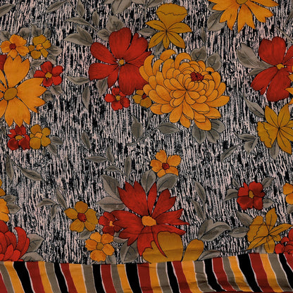 Indian Vintage Sari Multi Pure Crepe Silk Printed Saree 5yard Sewing Ethnic Wrap Craft Fabric Dressmaking Crafting Upcycle Quilting