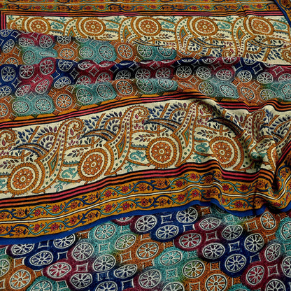 Indian Women Vintage Multi Sarees 100% Pure Georgette Silk Printed Sari Sewing 5yd Soft Craft Floral Design Wrap Boho Dress Making