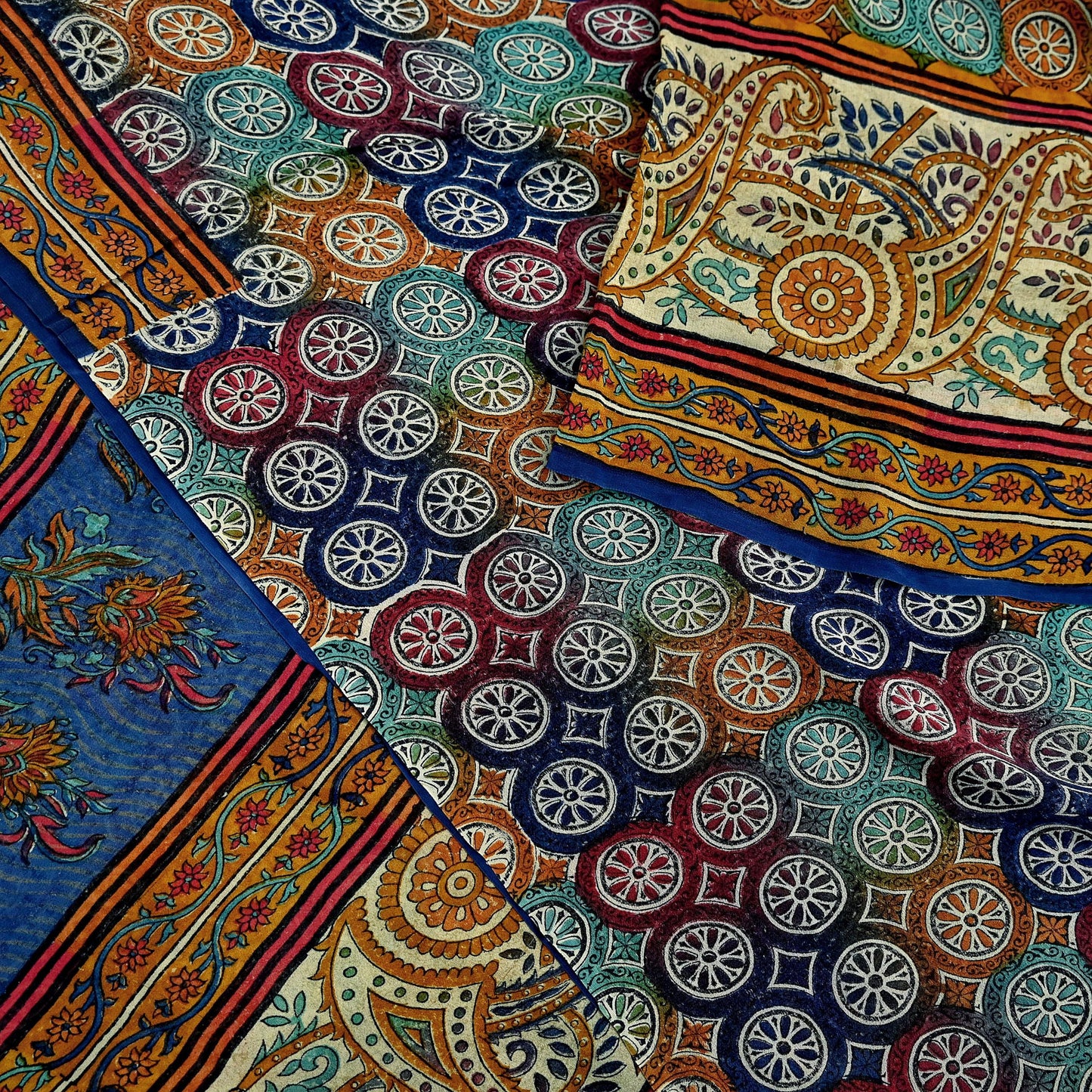 Indian Women Vintage Multi Sarees 100% Pure Georgette Silk Printed Sari Sewing 5yd Soft Craft Floral Design Wrap Boho Dress Making