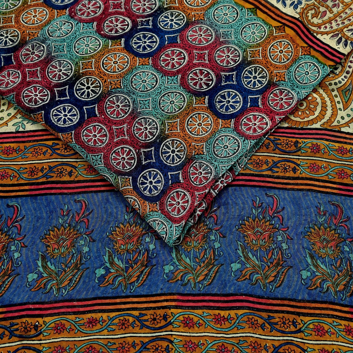 Indian Women Vintage Multi Sarees 100% Pure Georgette Silk Printed Sari Sewing 5yd Soft Craft Floral Design Wrap Boho Dress Making