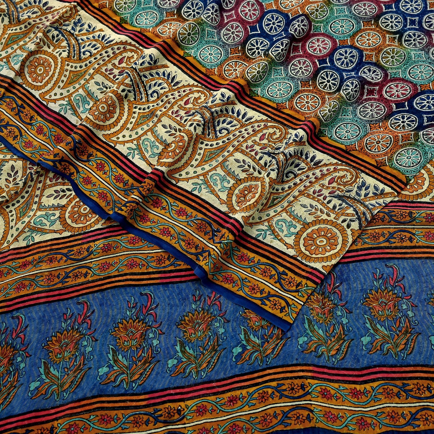 Indian Women Vintage Multi Sarees 100% Pure Georgette Silk Printed Sari Sewing 5yd Soft Craft Floral Design Wrap Boho Dress Making