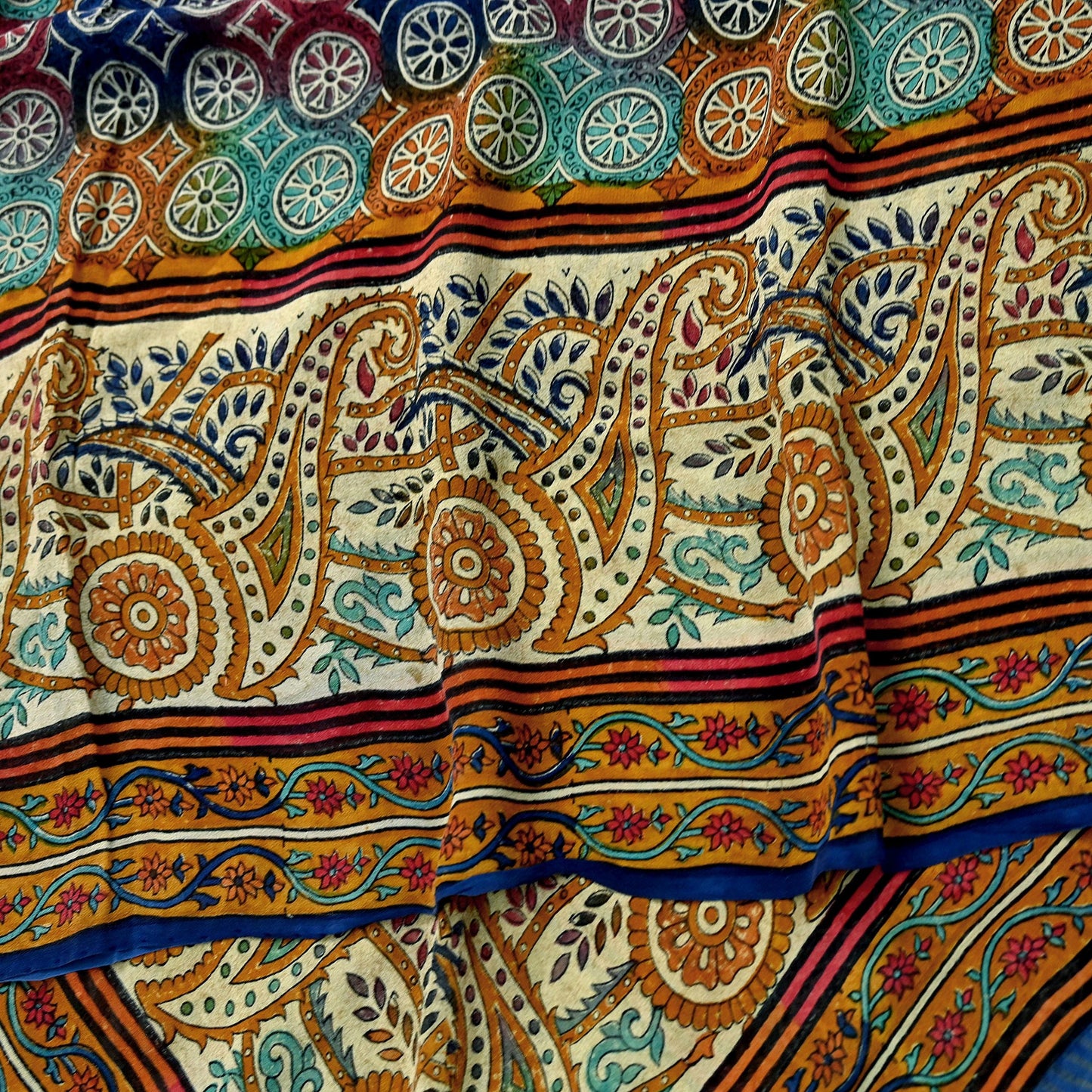 Indian Women Vintage Multi Sarees 100% Pure Georgette Silk Printed Sari Sewing 5yd Soft Craft Floral Design Wrap Boho Dress Making