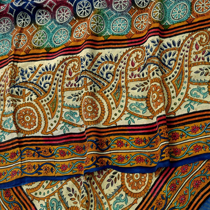 Indian Women Vintage Multi Sarees 100% Pure Georgette Silk Printed Sari Sewing 5yd Soft Craft Floral Design Wrap Boho Dress Making