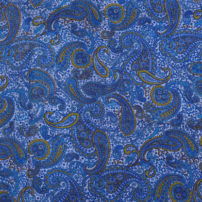 Vintage Sari Blue Pure Silk Printed Saree Fabric 5yard Sewing Soft Dress Designing for Crafting Quilting Upcycle Soft Zari Border