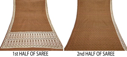 Indian Vintage Brown Heavy Wedding Saree Pure Satin Silk Woven Tanchoi Brocade Sari Fabric Golden Zari 5Yard Indian Sari