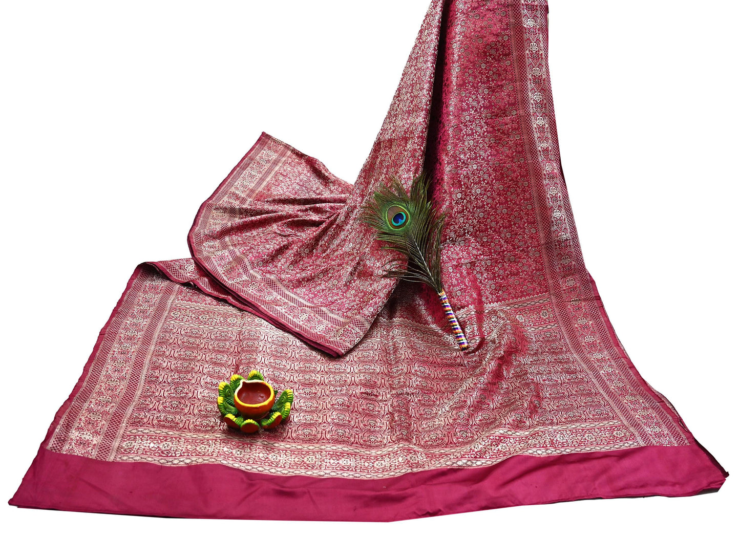 Indian Vintage Sari Wine Heavy Wedding Pure Satin Silk Woven Banarasi Tanchoi Saree 5Yd Ethnic Craft Fabric Upcycle Bridal Heavy Sarees