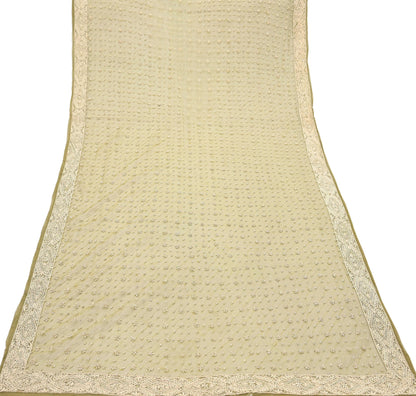 Indian Vintage Heavy Green Dupatta Net Mesh Long Stole Hand Embroidered Scarf Zardozi Zari Sequins Stole Bridal Veil