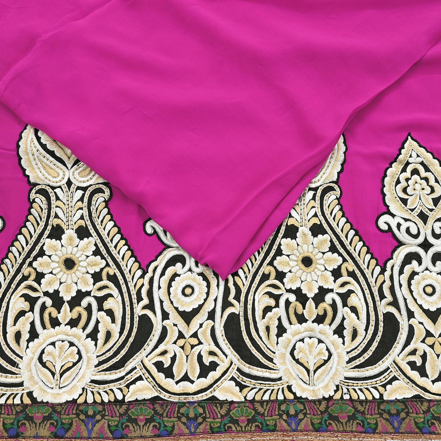 Indian Vintage Heavy Sari Pink Pure Georgette Silk Hand Embroidered Sarees Craft Fabric 5Yd Sewing Ethnic Bollywood saree