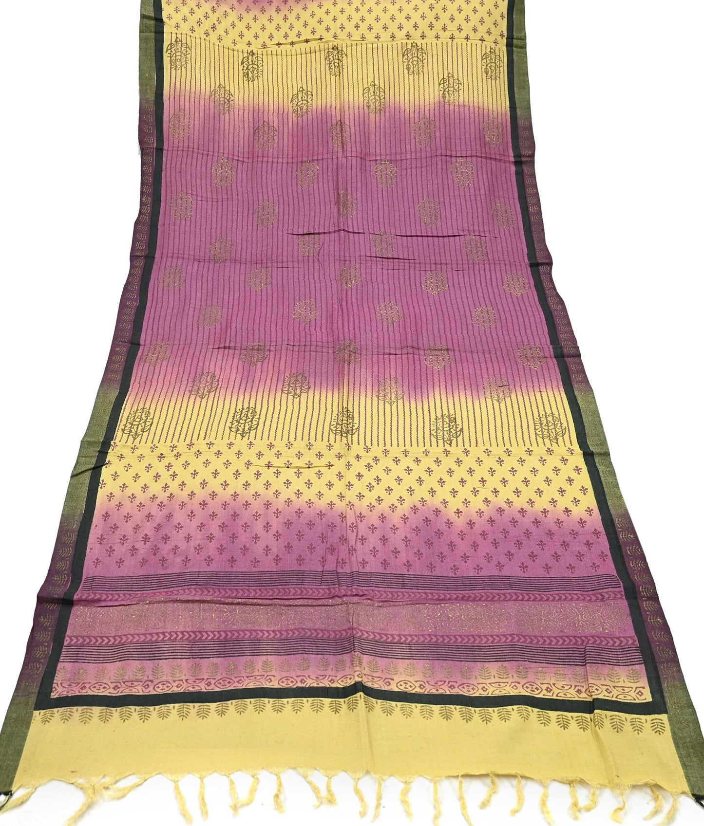 Vintage Indian Maroon & yellow Long Stole Woolen Scarf Dupatta Infinity Scarves Painted Sarong Wrap Craft Fabric Veil Woman Hijab Shawl