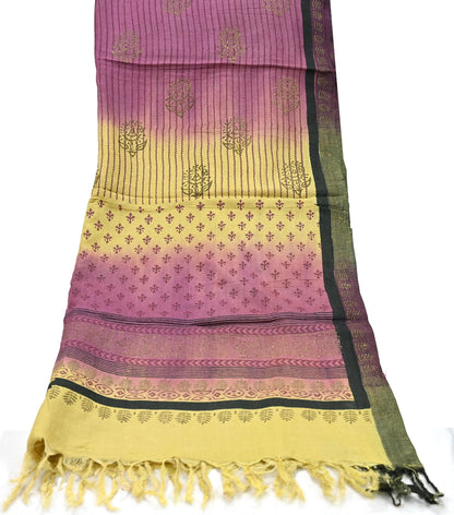 Vintage Indian Maroon & yellow Long Stole Woolen Scarf Dupatta Infinity Scarves Painted Sarong Wrap Craft Fabric Veil Woman Hijab Shawl