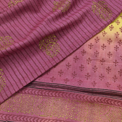 Vintage Indian Maroon & yellow Long Stole Woolen Scarf Dupatta Infinity Scarves Painted Sarong Wrap Craft Fabric Veil Woman Hijab Shawl