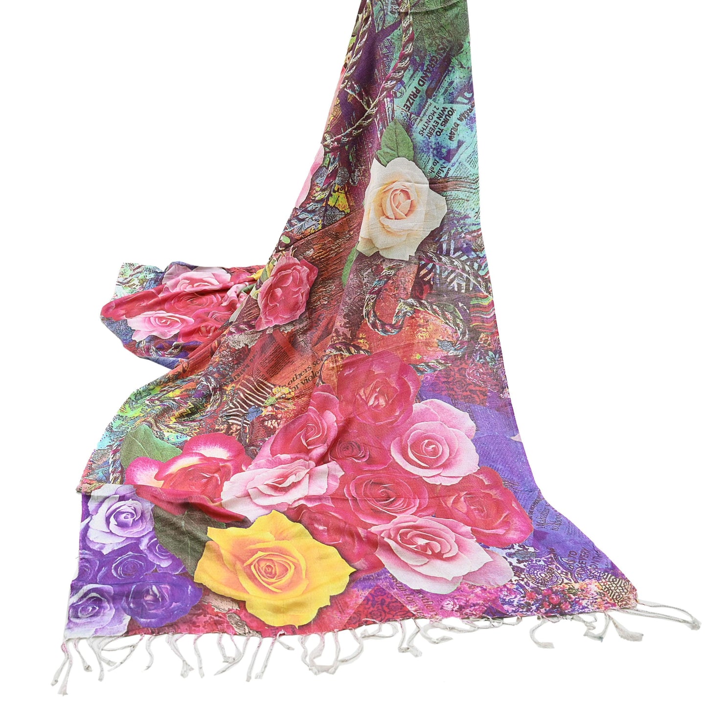 Vintage Long Stole Woolen Scarf Printed Dupatta Infinity Scarves Sarong Wrap Veil Woman Hijab Shawl Craft Fabric