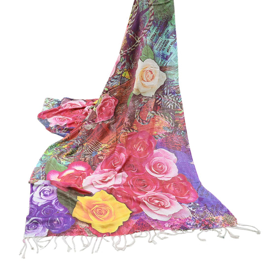 Vintage Long Stole Woolen Scarf Printed Dupatta Infinity Scarves Sarong Wrap Veil Woman Hijab Shawl Craft Fabric