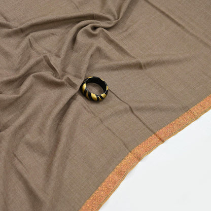 Indian Vintage Brown Shawl Pure Woolen Handmade Suzani Long Throw Stole Warm Stole Paisley Design Soft Soft Cozy