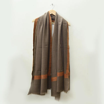Indian Vintage Brown Shawl Pure Woolen Handmade Suzani Long Throw Stole Warm Stole Paisley Design Soft Soft Cozy